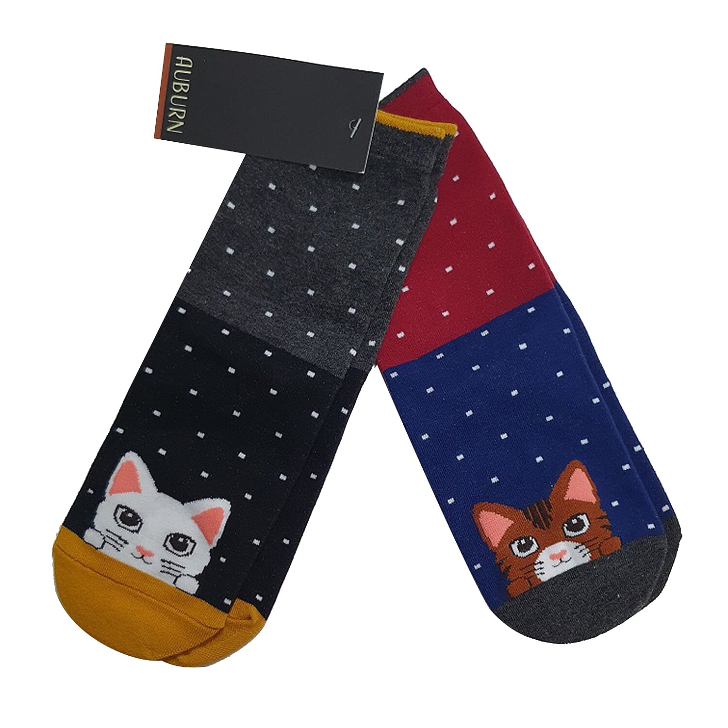AUBURN - Pack of 2 Christmas Theme Cat Pattern Socks (One Size) - Multi