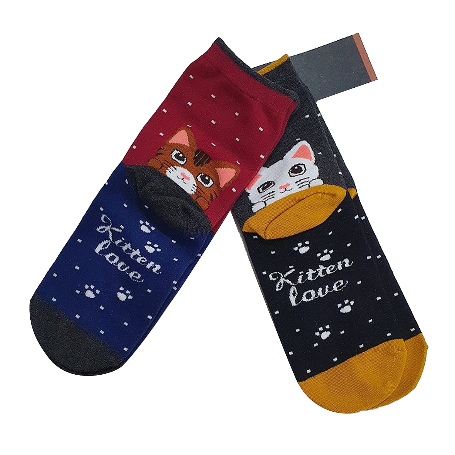 AUBURN - Pack of 2 Christmas Theme Cat Pattern Socks (One Size) - Multi