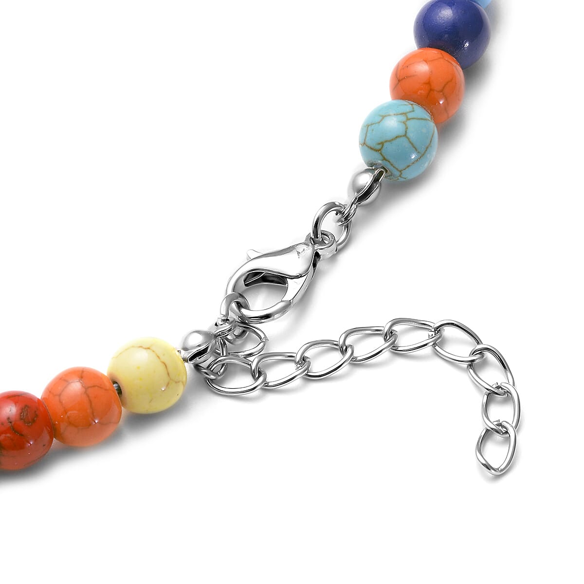 Multi Colour Howlite Beads Necklace (Size - 18 With 1 inch Extender) in Silver Tone 208.50 Ct.