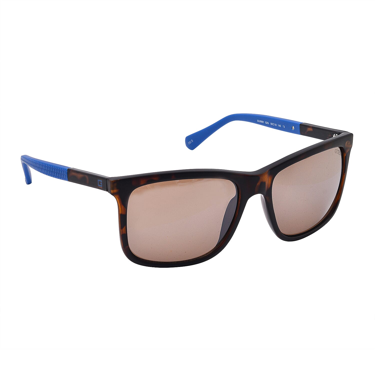 One Time Close Out Deal- GUESS Unisex Rectangle Sunglasses with Brown Lenses and Blue Sides