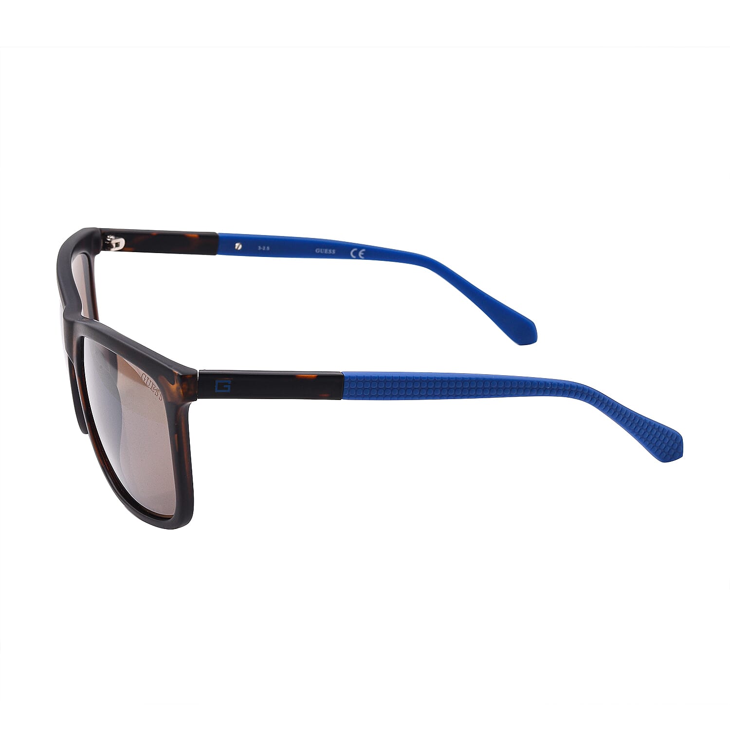One Time Close Out Deal- GUESS Unisex Rectangle Sunglasses with Brown Lenses and Blue Sides