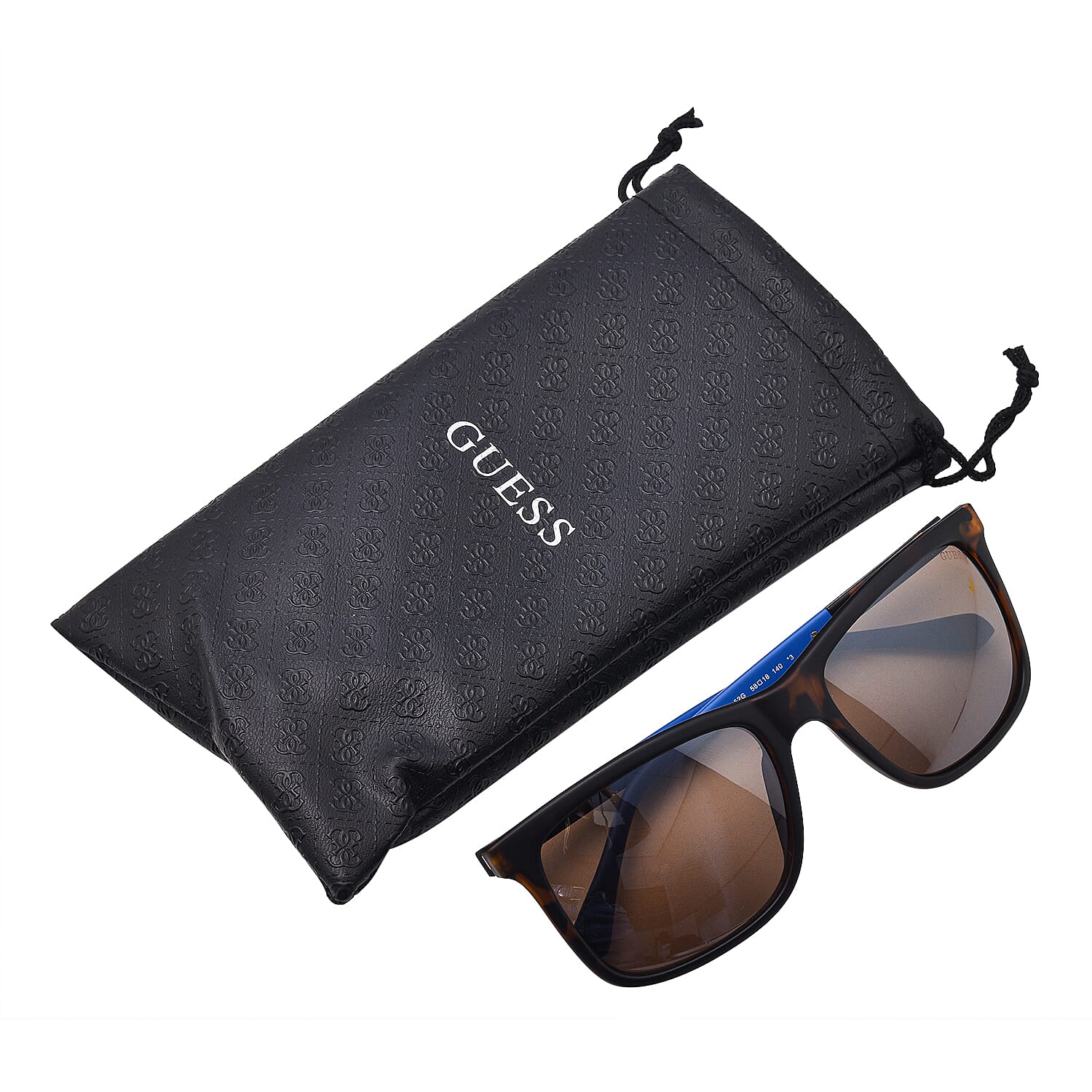 One Time Close Out Deal- GUESS Unisex Rectangle Sunglasses with Brown Lenses and Blue Sides