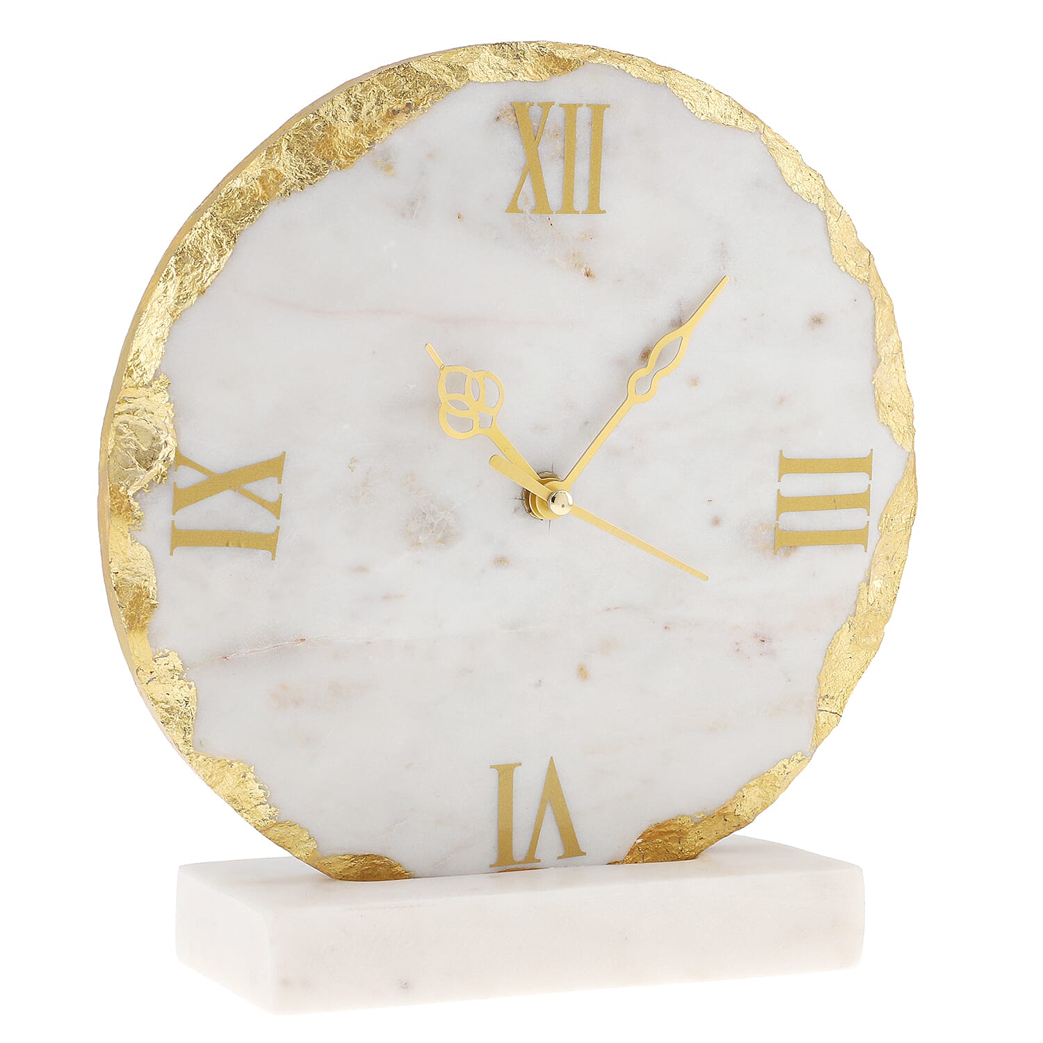 Marble Table Clock with Stand - White