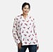Tamsy Maple Leaf Pattern Long Sleeve Blouse - White