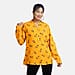 Viscose Maple Leaf Pattern Full Slevee Popover Top - Mustard
