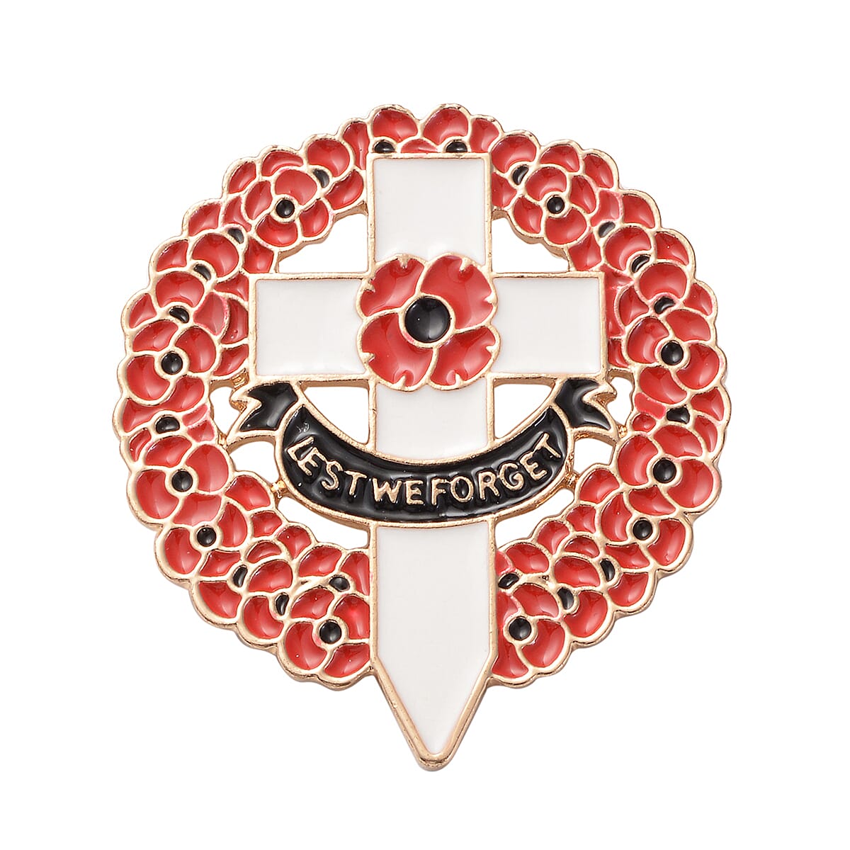 TJC  Design - Enamelled Wreath  Brooch with Cross