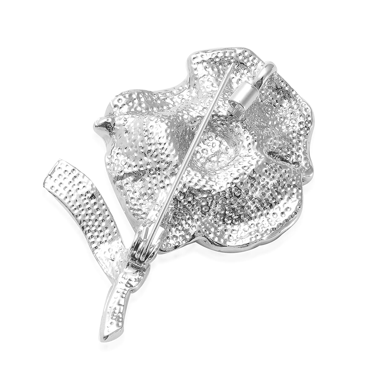 TJC  Design - Black Austrian Crystal Enamelled  Brooch in Silver Tone