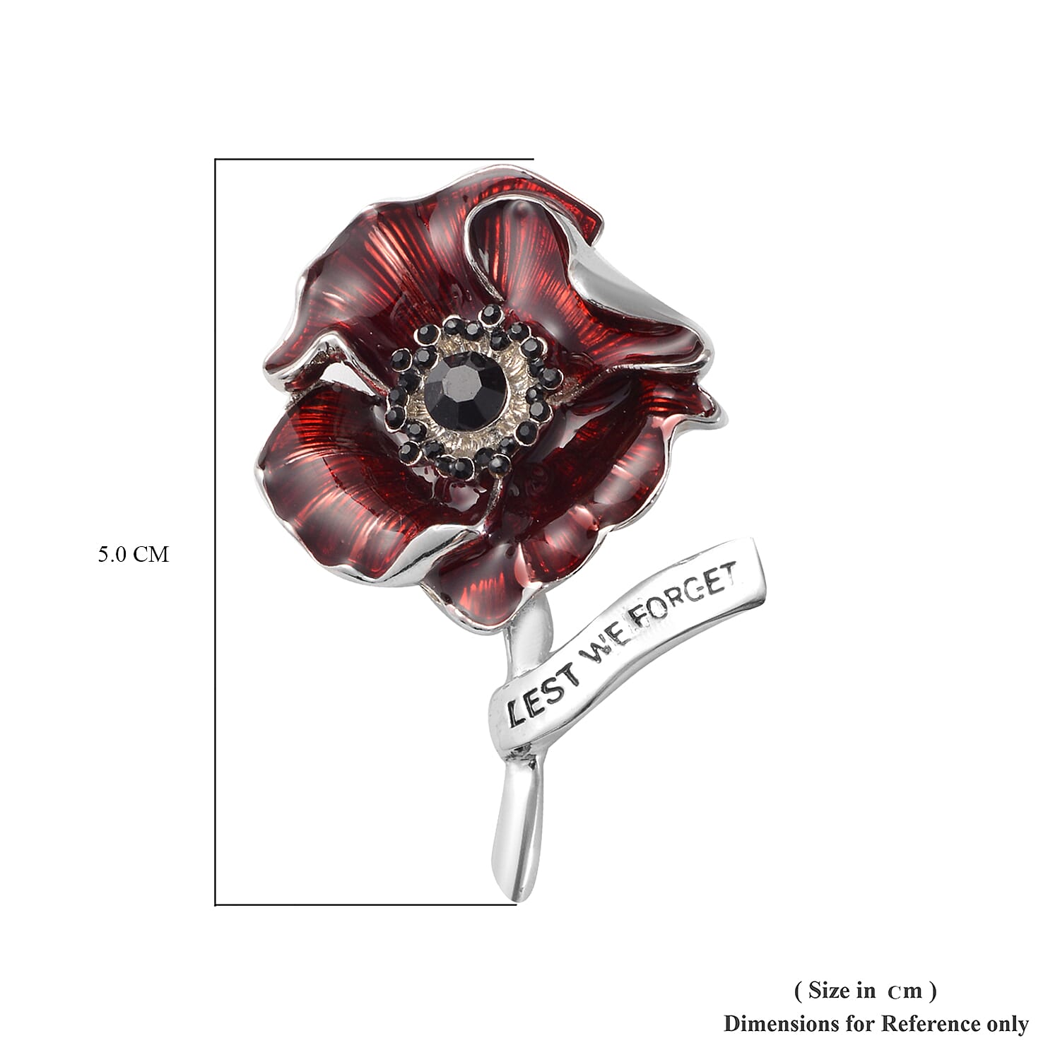 TJC  Design - Black Austrian Crystal Enamelled  Brooch in Silver Tone