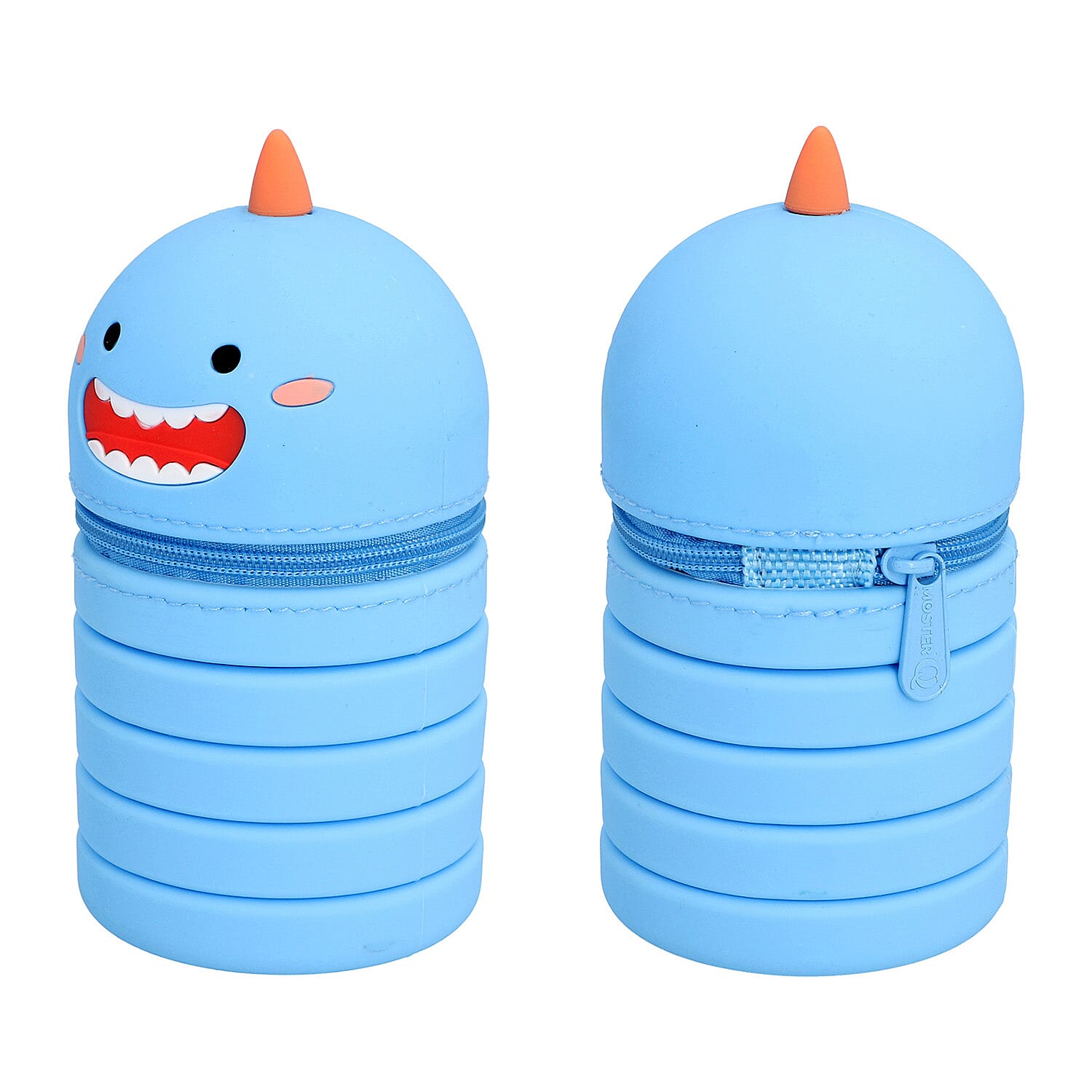 Back to School Deal -Set of 5 Pens with Extendable Kids Funny Characters Stationary Box - Blue