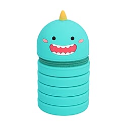 Set of 5 Pens with Extendable Kids Funny Characters Stationary Box - Green