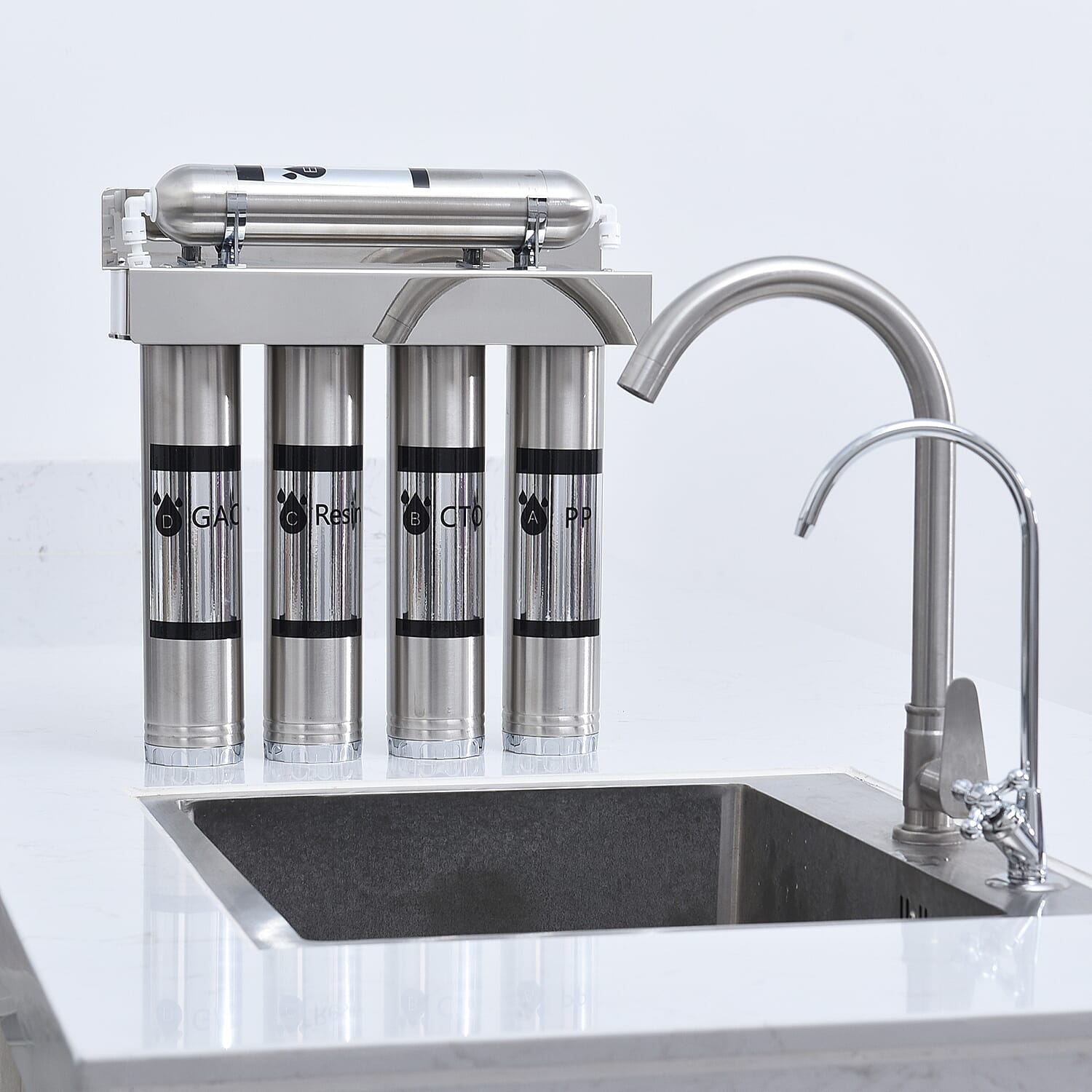 5 Stage Water Purifier Filter with PP, CTO, Resin, GAC, UF - Plumbed In