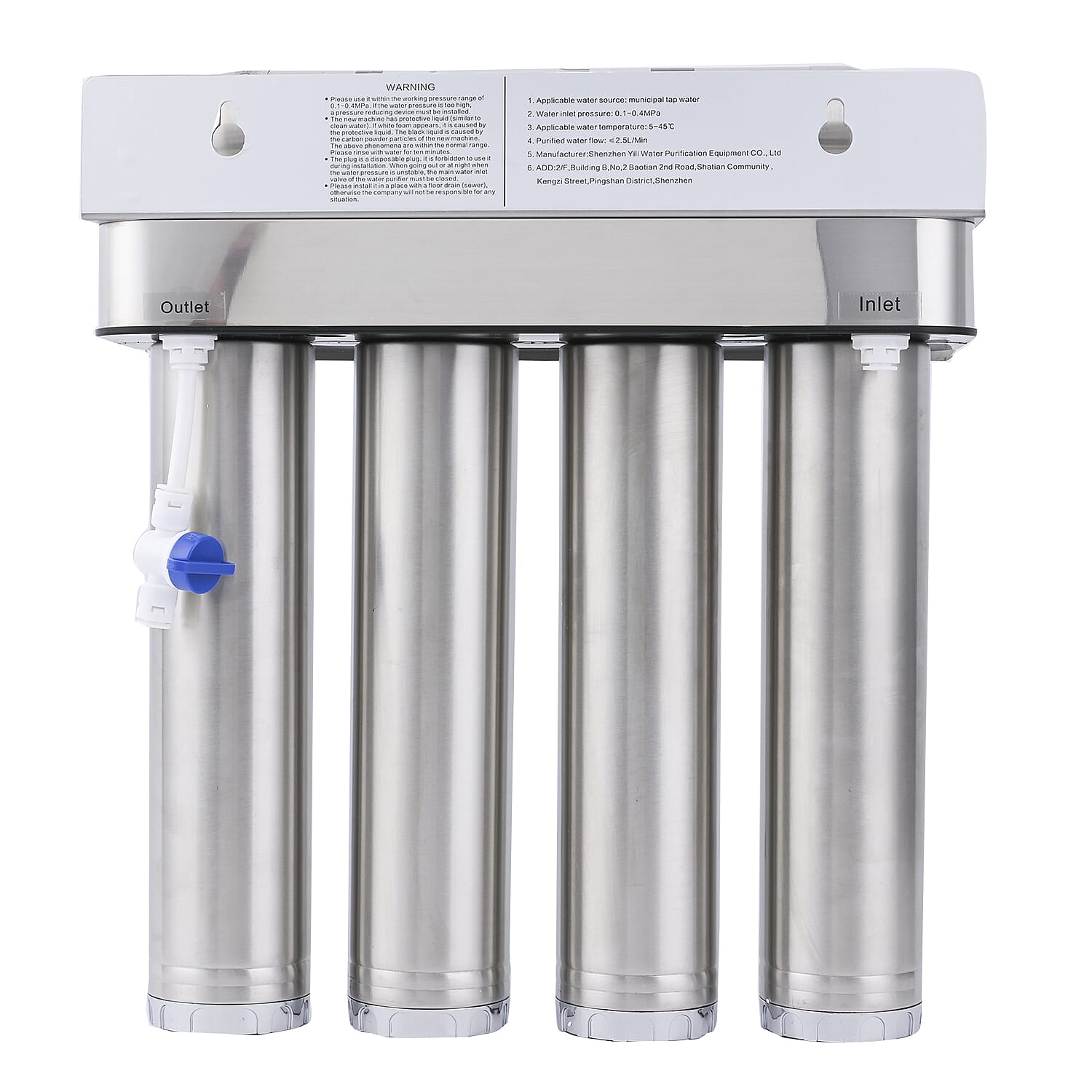 5 Stage Water Purifier Filter with PP, CTO, Resin, GAC, UF - Plumbed In