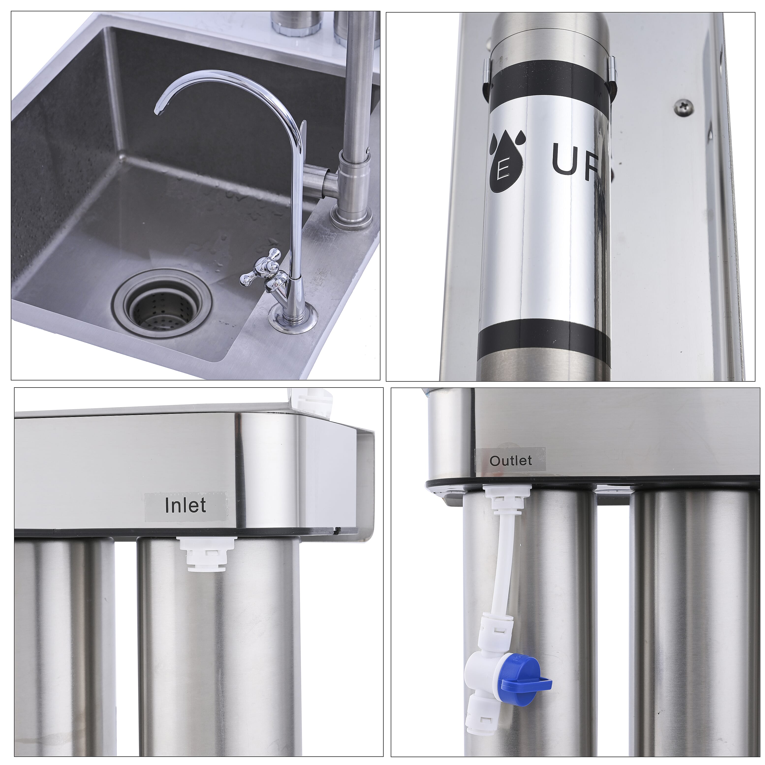 5 Stage Water Purifier Filter with PP, CTO, Resin, GAC, UF - Plumbed In