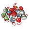 DOD - Set of 14 - Christmas Decorative Multi Colour Santa, Elk & Pengiun Balls with Ribbons in Gift Box