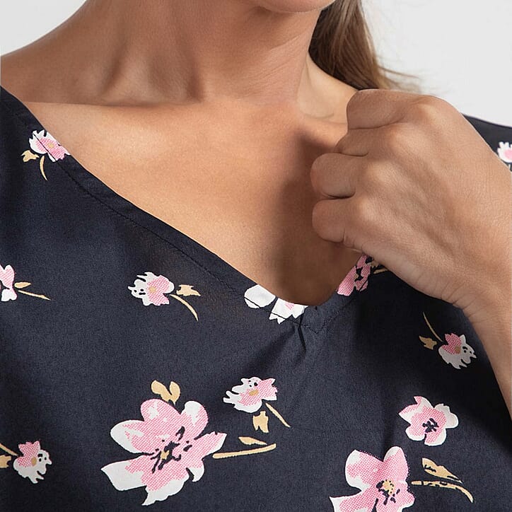 Floral Pattern Off Shoulder Top - Black