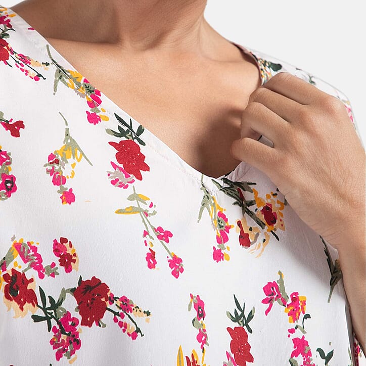 Floral Pattern Off Shoulder Top - Black