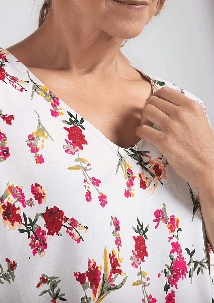 Floral Pattern Off Shoulder Top - Black