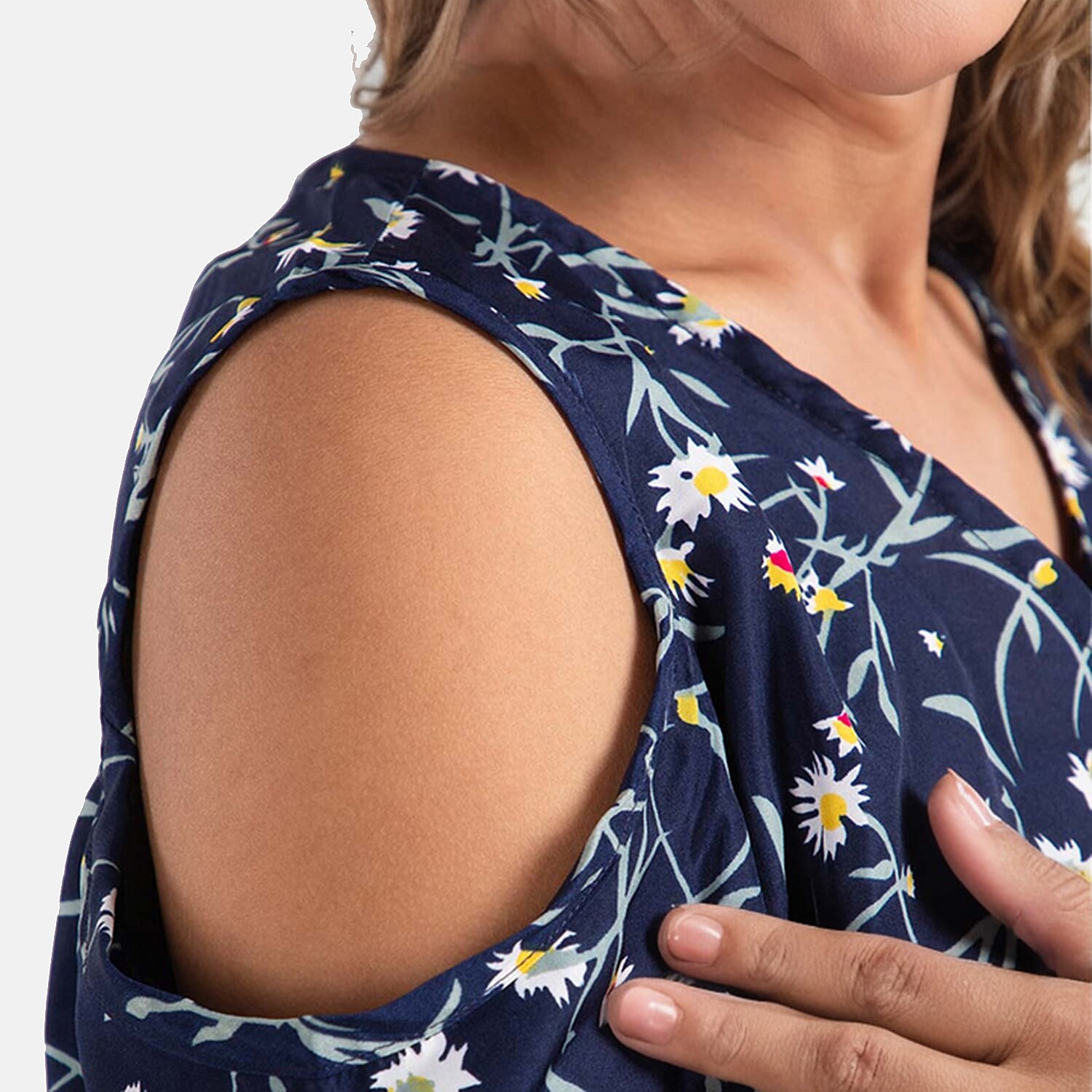 Floral Pattern Off Shoulder Top - Black