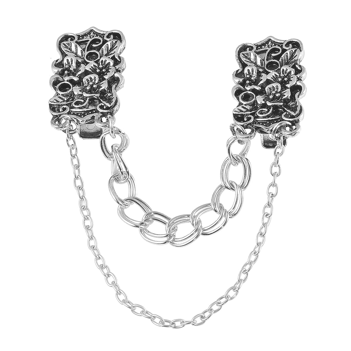 Set of 2 - Enamelled Sweater Connector in Silver Tone