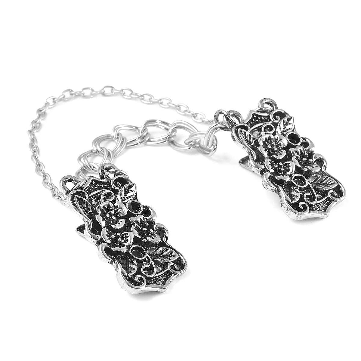 Set of 2 - Enamelled Sweater Connector in Silver Tone