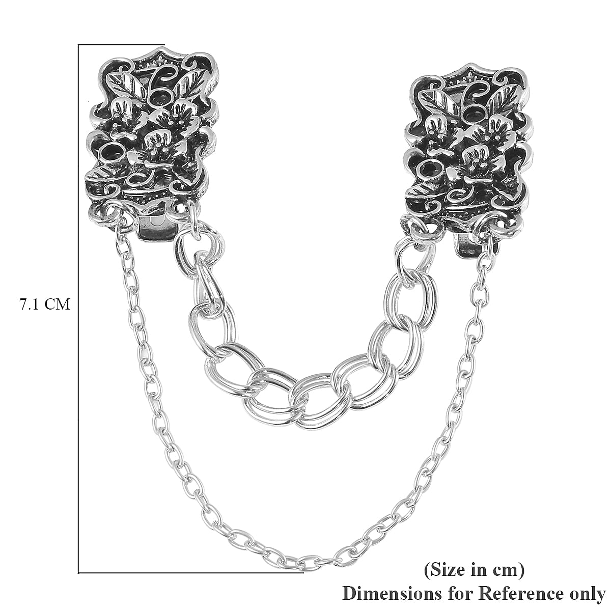 Set of 2 - Enamelled Sweater Connector in Silver Tone