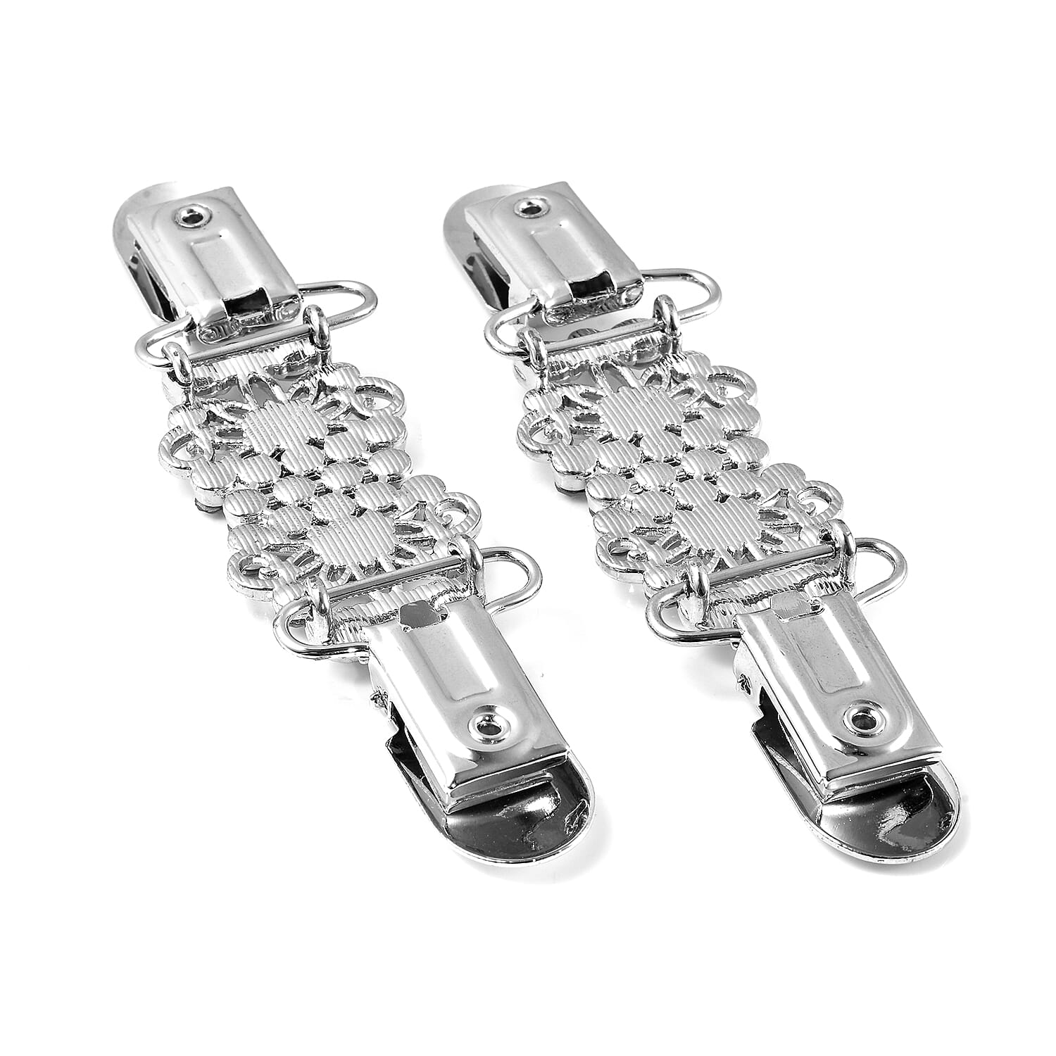 Set of 2 - White Mystic Crystal Clip Connector in Silver Tone