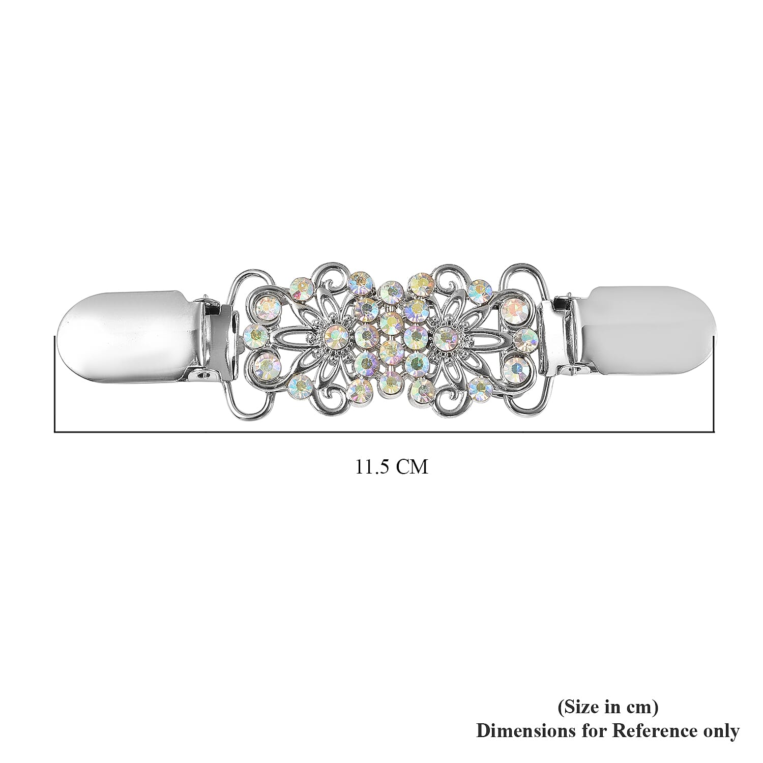 Set of 2 - White Mystic Crystal Clip Connector in Silver Tone