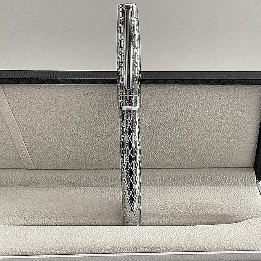 Azarine Steel Fountain Pen with Snap Closure - Grey