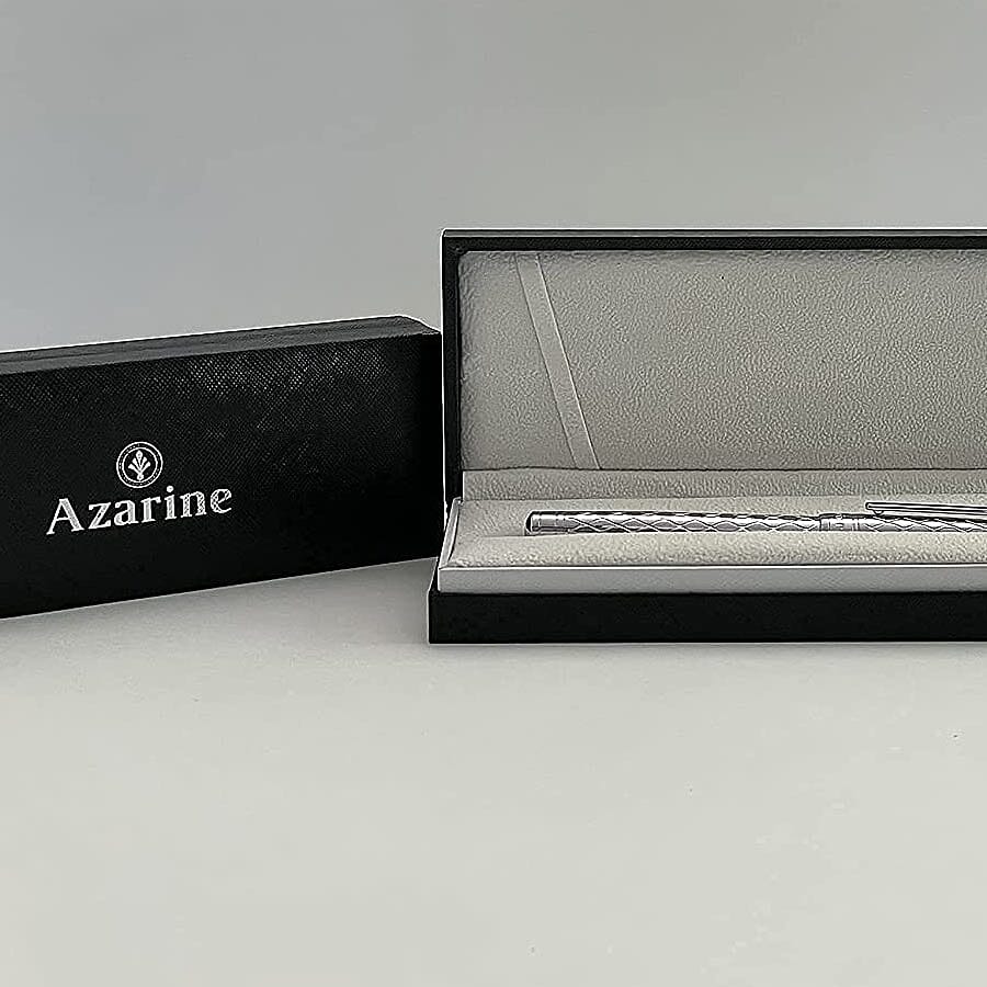 Azarine Steel Fountain Pen with Snap Closure - Grey