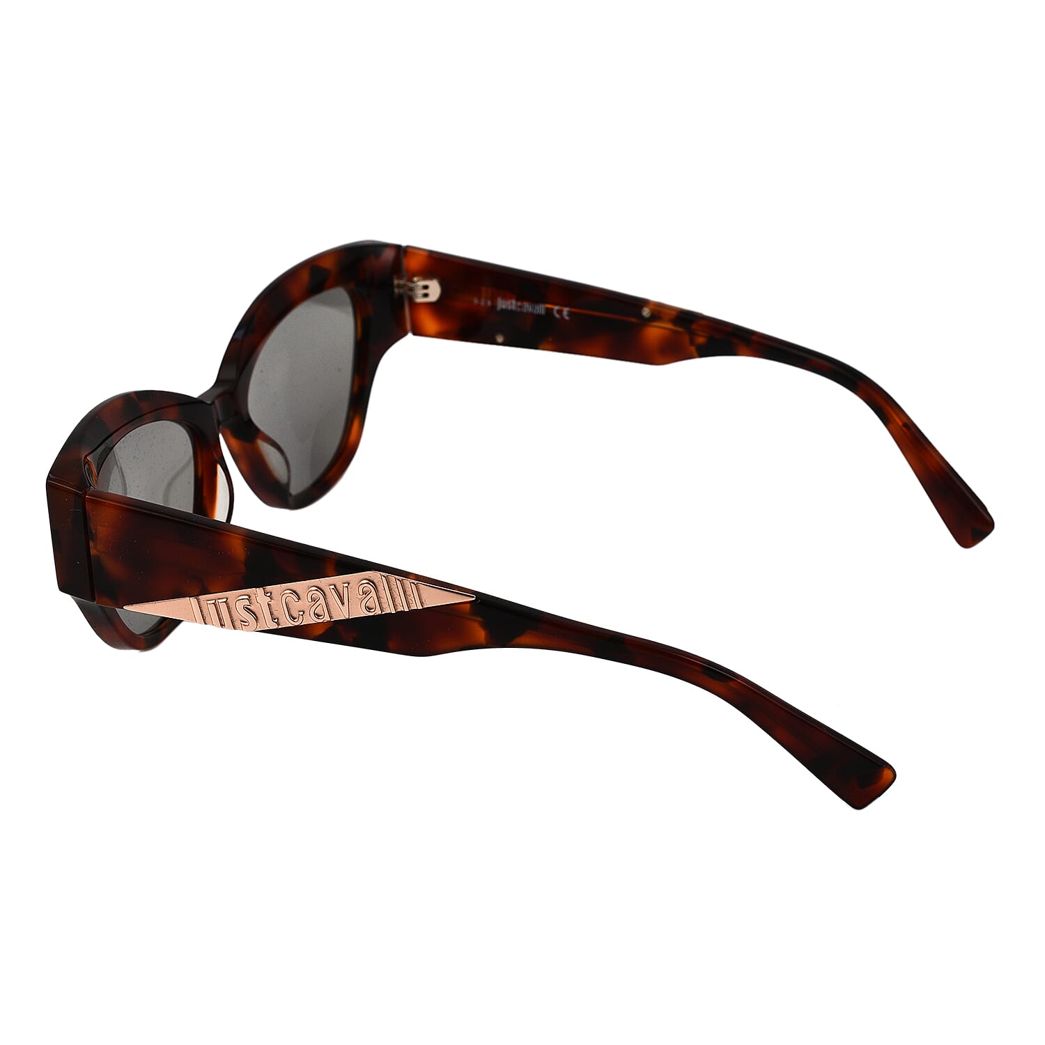 JUST CAVALLI Womens Cat Eye Tortoise Sunglasses with Stripe Design on Temples - Red