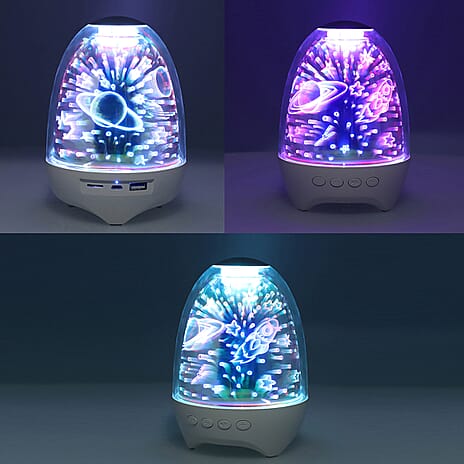 3D LED Universe Shining Light and Bluetooth Speaker with USB Cord (Size 15x11Cm) - 2000mah