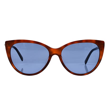 JUST CAVALLI Ladies Light Brown Cat Eye Sunglasses with Blue Lenses