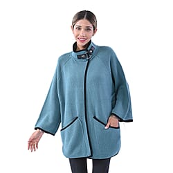 La Marey knit coat with buckle Turquoise