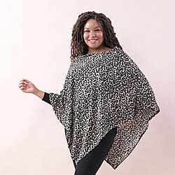 TAMSY Leopard Printed Velvet Poncho - Brown