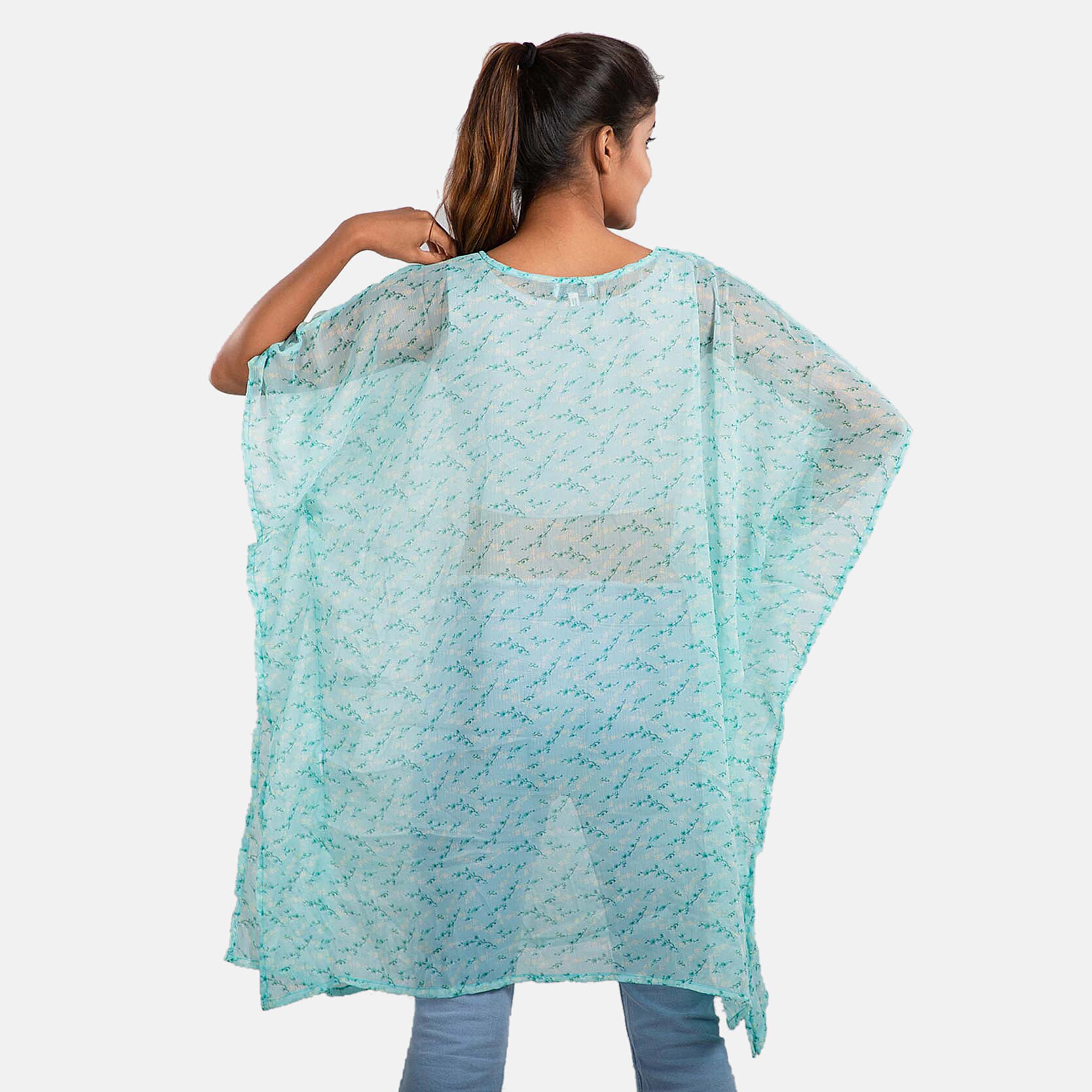 TAMSY Printed Chiffon Kaftan - Black