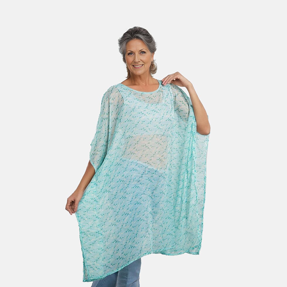 TAMSY Printed Chiffon Kaftan - Black