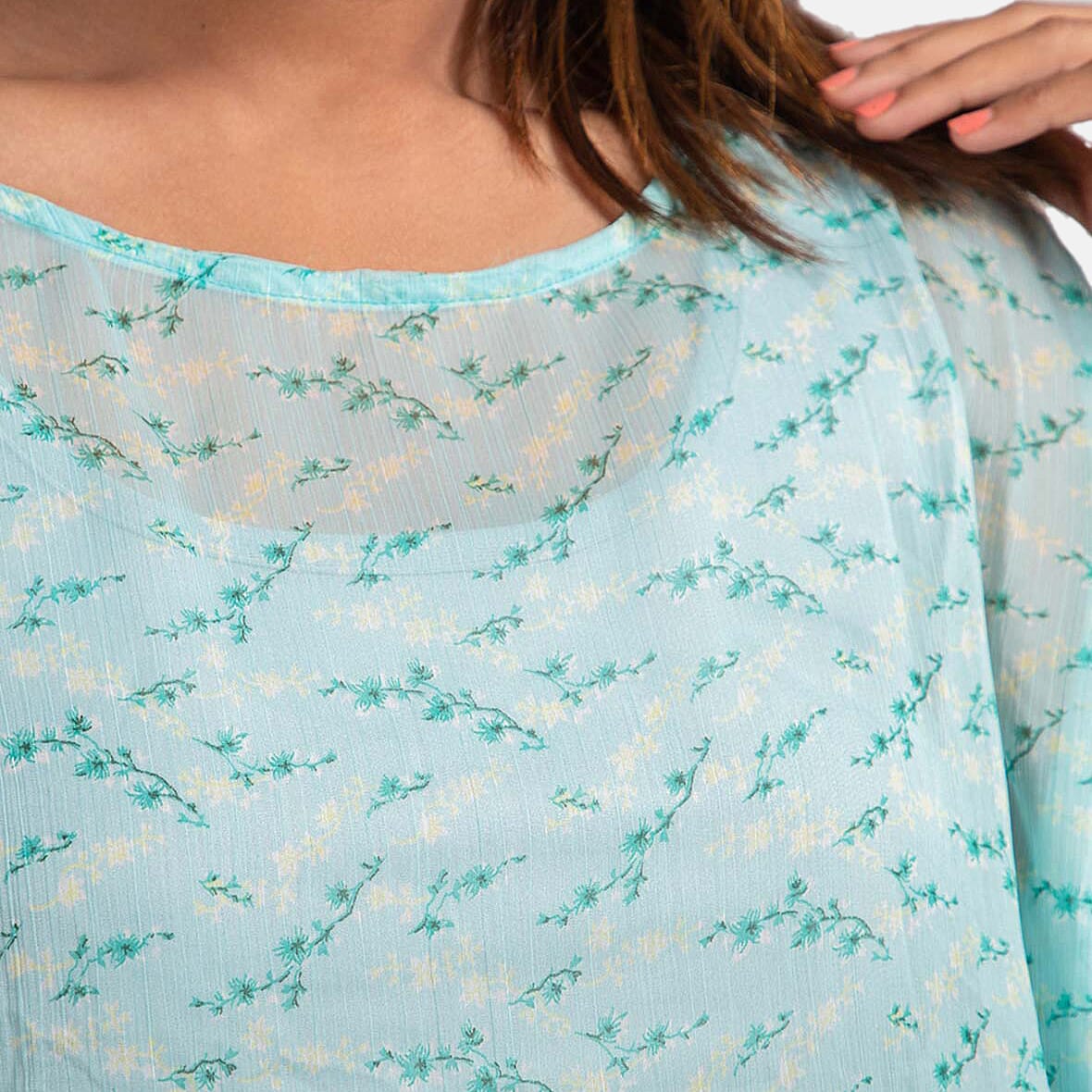 TAMSY Printed Chiffon Kaftan - Black