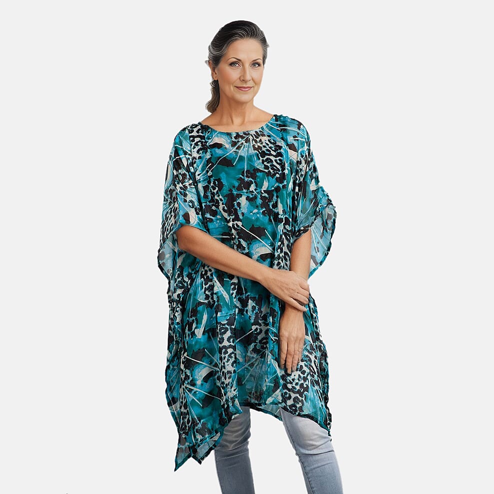 TAMSY Printed Chiffon Kaftan - Black