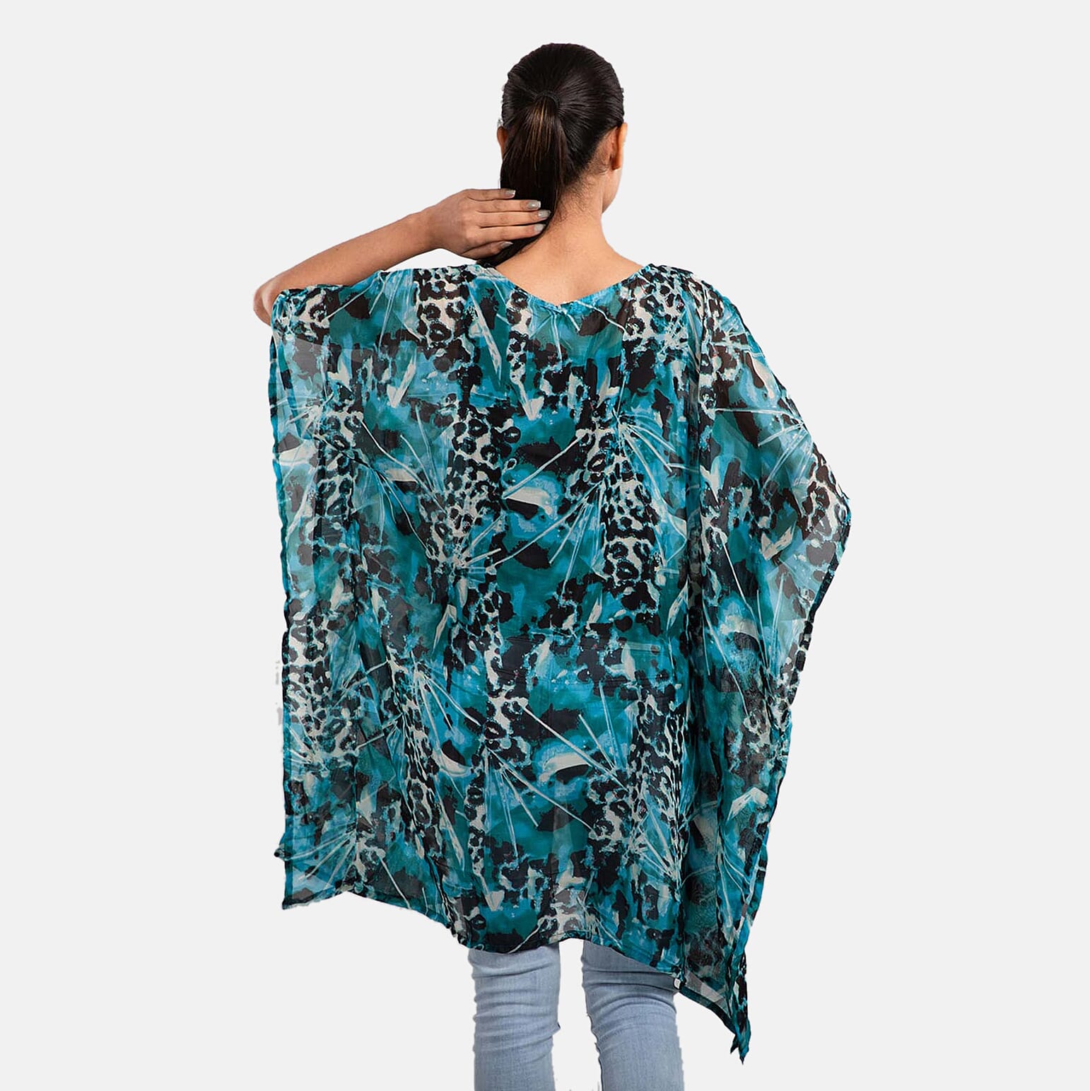 TAMSY Printed Chiffon Kaftan - Black