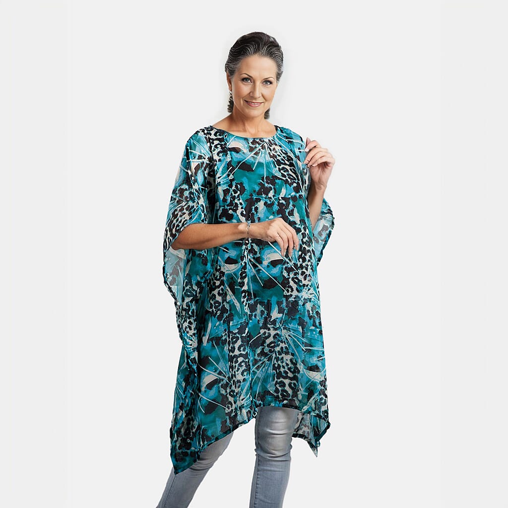 TAMSY Printed Chiffon Kaftan - Black