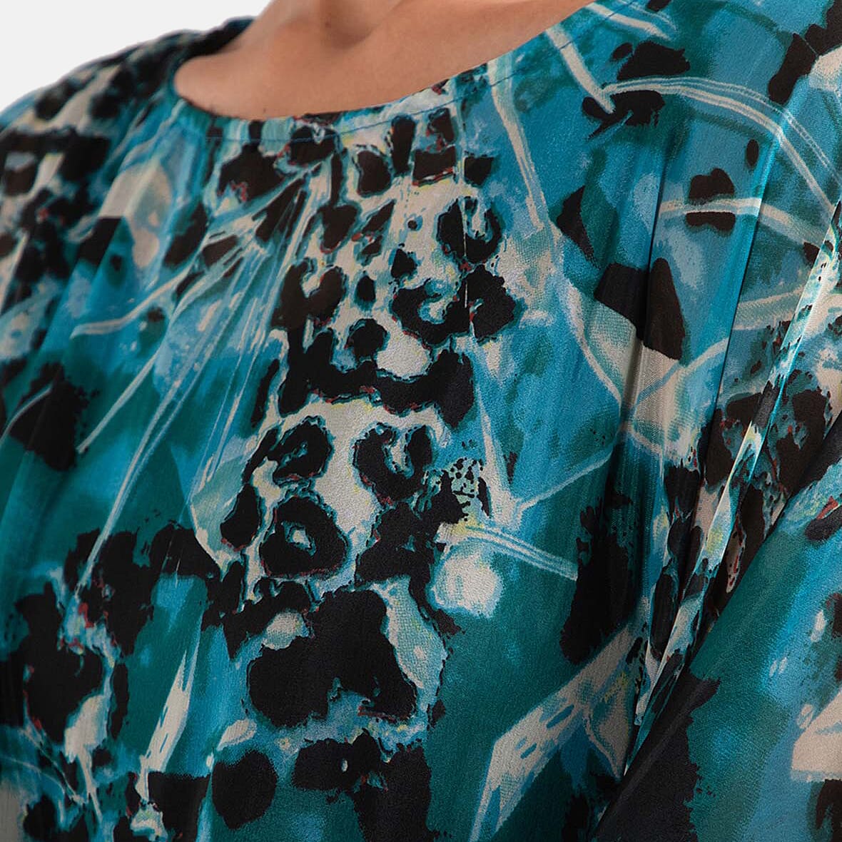 TAMSY Printed Chiffon Kaftan - Black