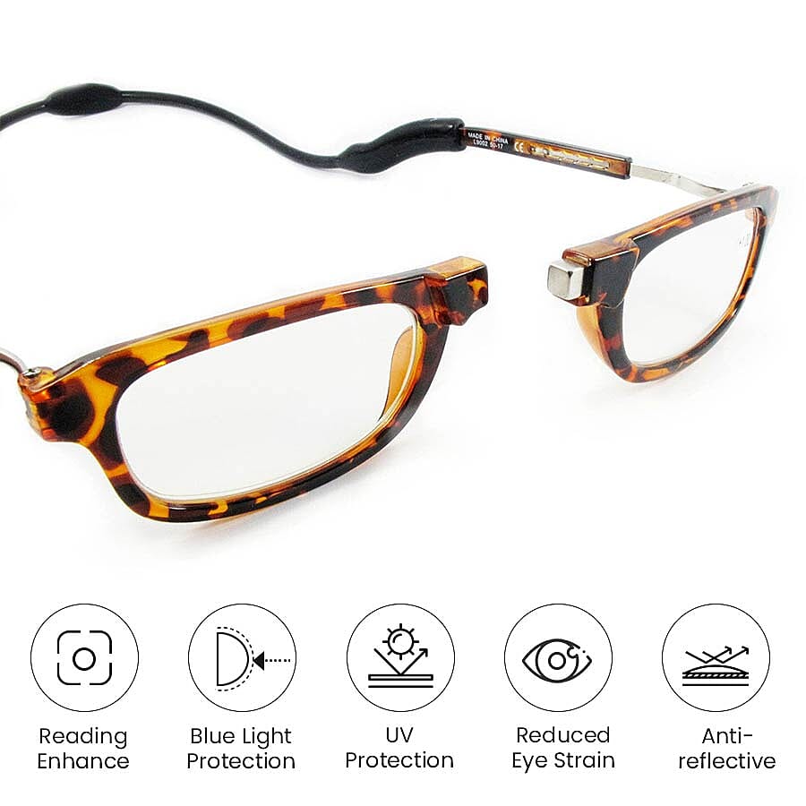 LOOPIES Brown Tortoise Shell Transparent Reading Glasses -3.00
