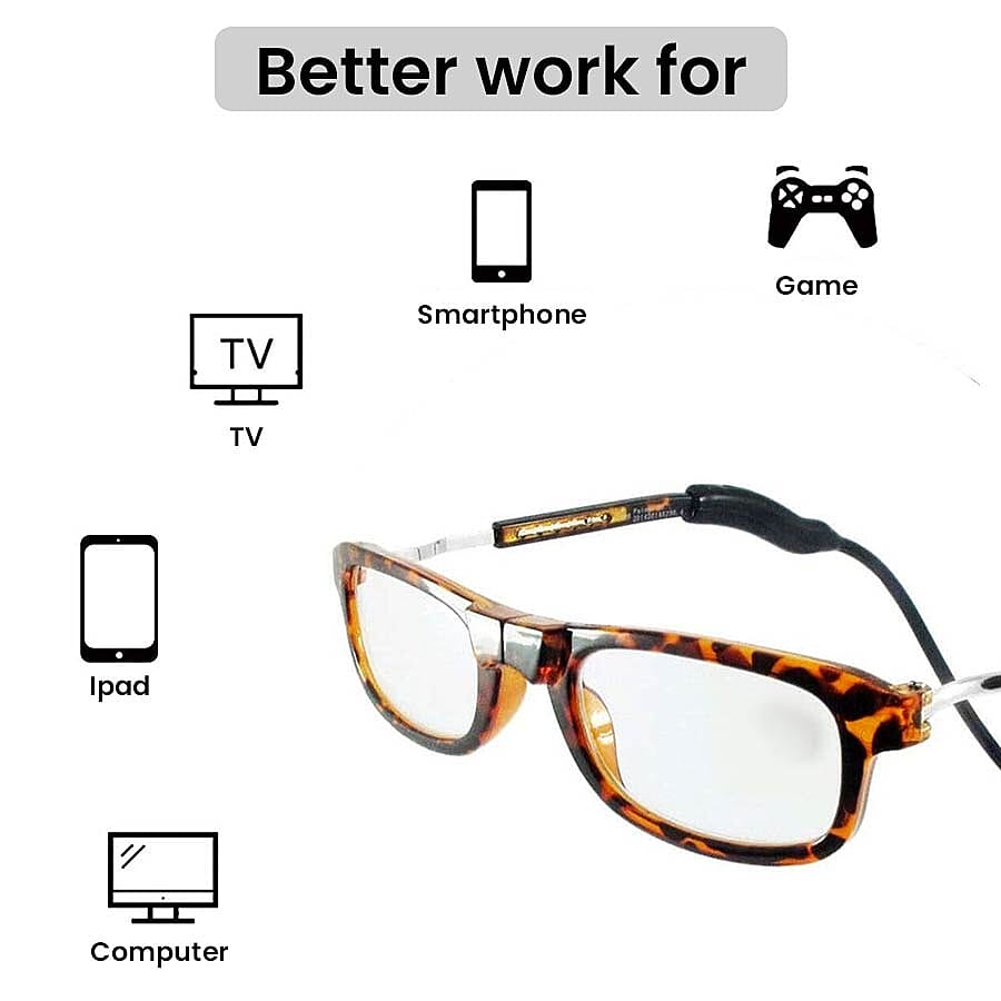 LOOPIES Brown Tortoise Shell Transparent Reading Glasses -3.00
