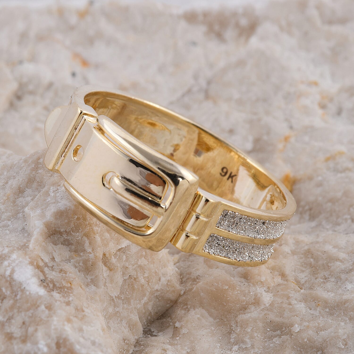 New York Close Out Deal - 9k Yellow Gold Buckle Ring