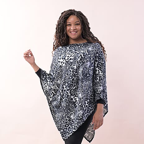 TAMSY Leopard Pattern Poncho (Size 75 Cm) - Grey & Brown