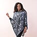 TAMSY Leopard Printed Velvet Poncho - Grey
