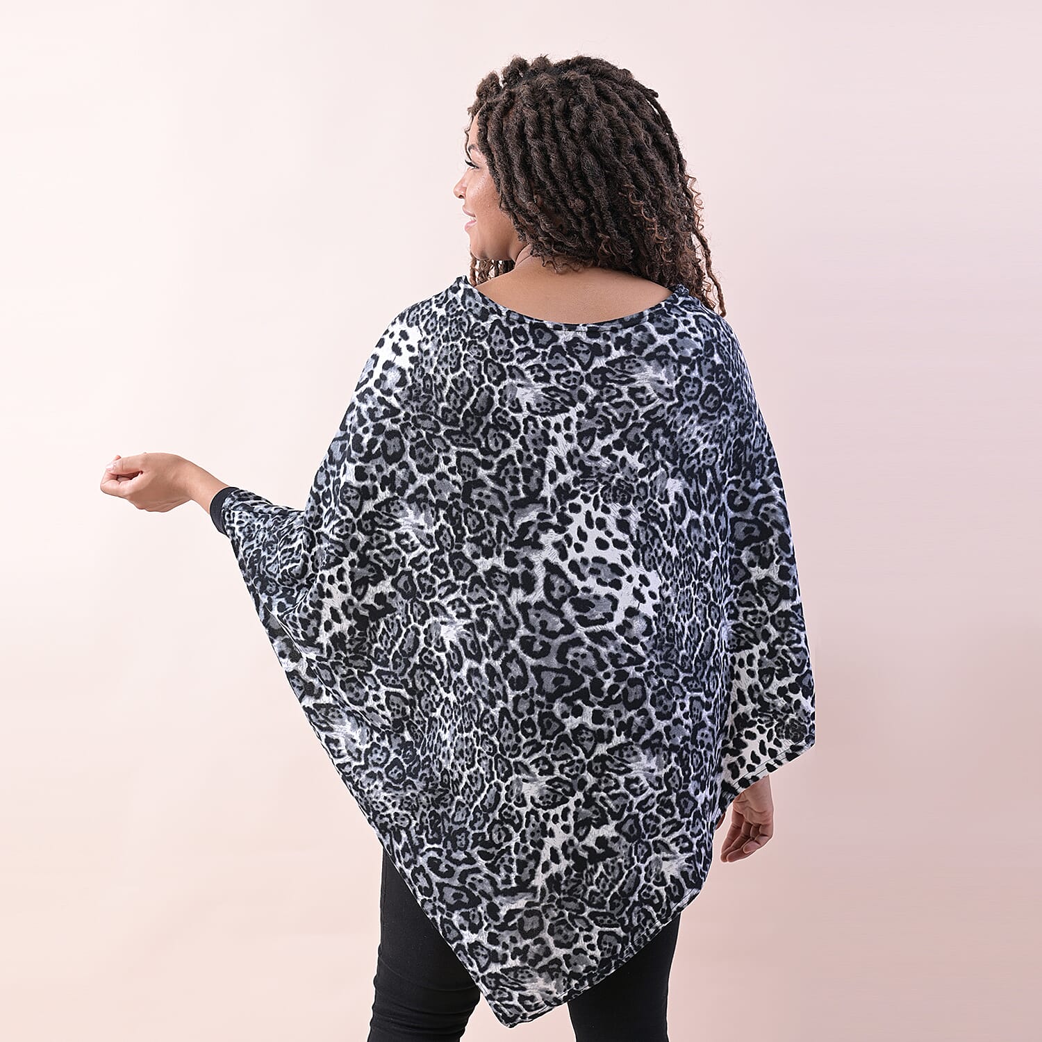 TAMSY Leopard Pattern Poncho (Size 75 Cm) - Grey - Brown