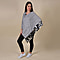 TAMSY Poncho with Sequin Border - Grey & White