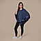  TAMSY Poncho with Sequin Border - Navy & Blue