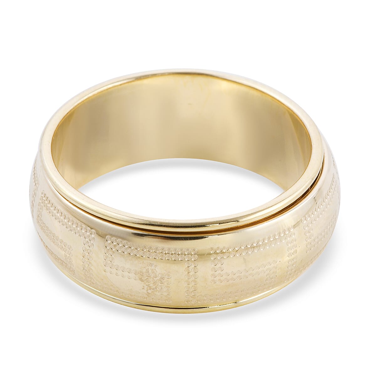 Italian Made - 9K Yellow Gold Greek Key Band Ring